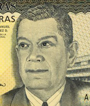 Juan Manuel Galvez Duron on 50 Lempiras 2006 Banknote from Honduras Stock Photos