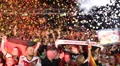 Jubilation Crowd Happiness Colored Paper Confetti Enthusiastic Young People Fans HD Footage
