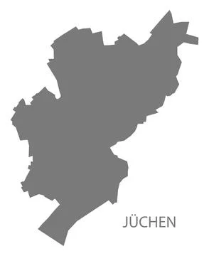 Jüchen German city map grey illustration silhouette shape Stock Illustration