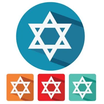 Judaism star of david flat design icon Stock Illustration