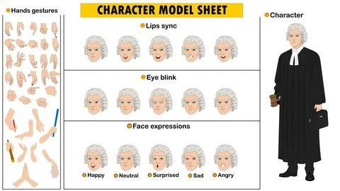Judge Character Constructor Kit. Editable Legal Professional Model Sheet  Stockillustratie