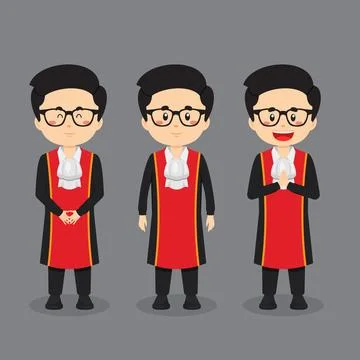 Judge Character with Various Expression Stock Illustration