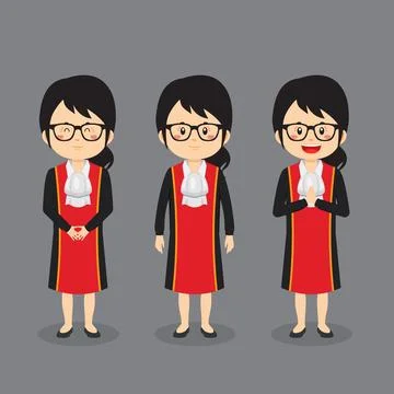 Judge Character with Various Expression Stock Illustration