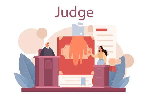 Judge concept. Court worker stand for justice and law. Judge in traditional Stock Illustration