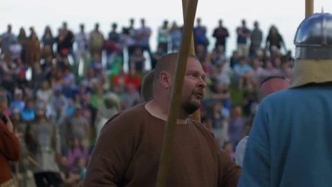 Judge explains the rules to the knight Stock Footage 82408313