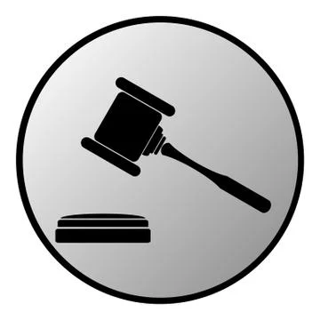 Judge gavel button Stock Illustration