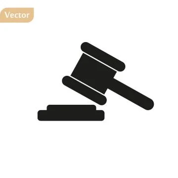 Judge gavel Icon Vector. Simple flat symbol. Perfect Black pictogram illustra Illustrazione stock
