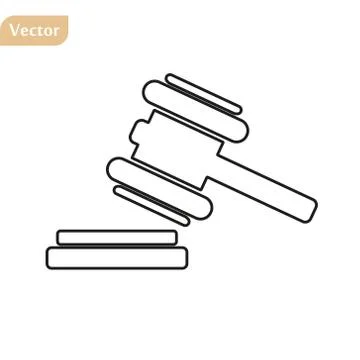 Judge gavel Icon Vector. Simple flat symbol. Perfect Black pictogram illustra Illustrazione stock