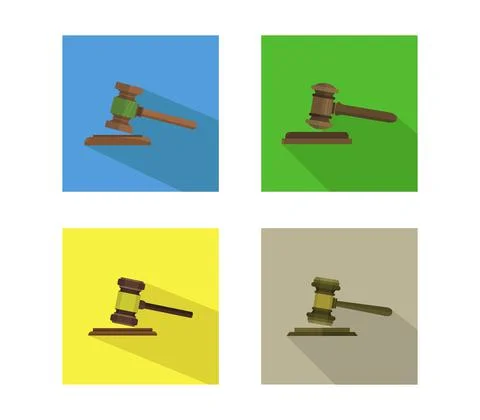 Judge hammer icon illustrated in vector on white background Stock Illustration