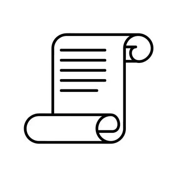 Judge scroll icon. Law document pictogram for web. Line stroke. Court sheet i Stock Illustration