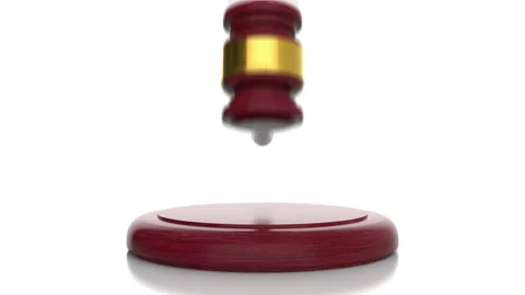 Judgement gavel hitting paddle against white background, seamless loop Video stock 148653564