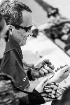 Judges with Chronometers Timing the Static Performances Stock-Fotos