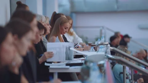 Judges at competitions give grades 스톡 동영상 224180208