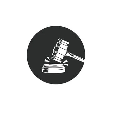 Judge's gavel icon vector element concept design template Stock Illustration