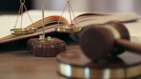 Judge's Gavel with Justice Scale Stock Footage 340775962