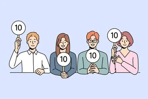 Judges give points to contestant Stock Illustration