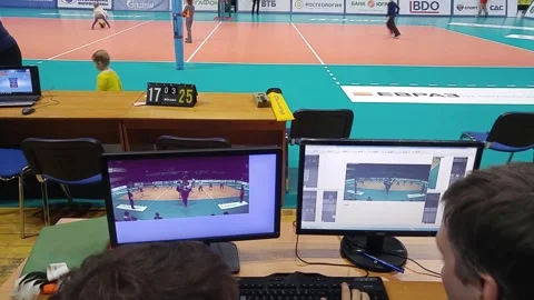 Judges look frame from camera on pause in game in Stock Footage 299615223