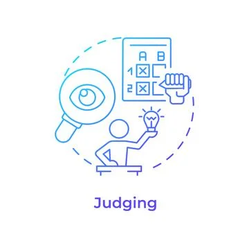 Judging blue gradient concept icon Stock Illustration