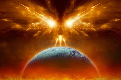 Judgment day, end of world, complete destruction of planet Earth, absolute ev Stock Photos