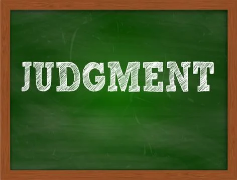 JUDGMENT handwritten text on green chalkboard Stock Illustration