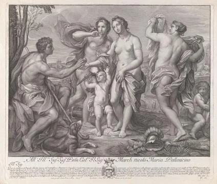 The judgment of Paris. Engraving by G.G. Frezza, 1708, after C. Maratta. イラスト素材