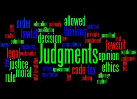 Judgments, word cloud concept Stock-Illustration