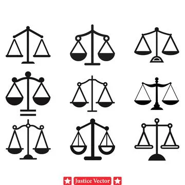 Judicial Elegance  Polished Vector Silhouettes of Justice Scales for Artworks Stock Illustration