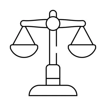 Judicial scales line icon vector isolated illustration Stock Illustration