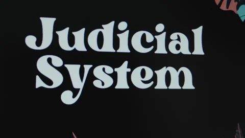 Judicial System inscription on black background, graphic presentation. Legal Stock Footage 270690752