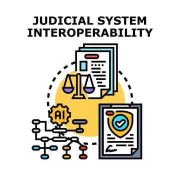 Judicial system interoperability connecting data and legal processes using ai イラスト素材