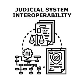 Judicial system interoperability connecting data and legal processes using ai イラスト素材