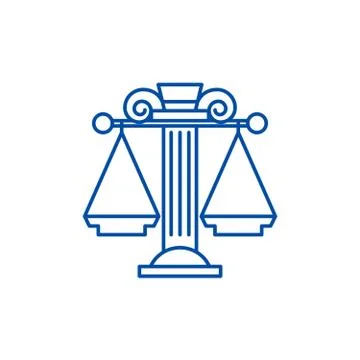 Judicial system line icon concept. Judicial system flat vector symbol, sign Stock Illustration