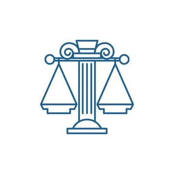 Judicial system line icon concept. Judicial system flat vector symbol, sign Stock Illustration