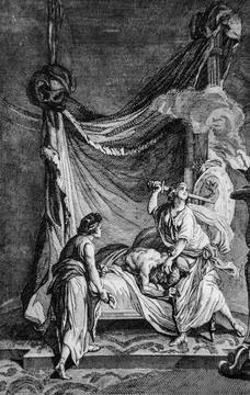 , Judith cuts the head to Holopherne Old Testament, the Bible by the Maistre  Stock Illustration