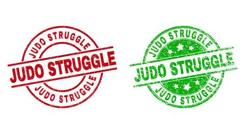 JUDO STRUGGLE Round Seals Using Rubber Surface Stock Illustration