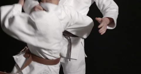 Judo throw technique close up handheld camera 1 Stock Footage 50380550