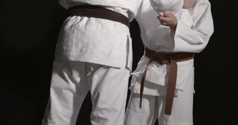 Judo throw technique close up handheld camera 4 Stock-Footage 50381106