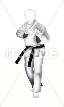 Judo : Young Man Martial Artist in Defense Position Stock Illustration