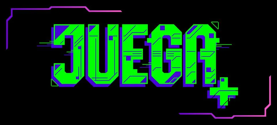 Juega, Play Spanish text, vector Gaming emblem design. Stock Illustration