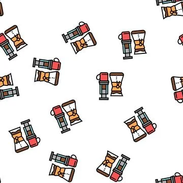 Jug for brewing coffee vector seamless pattern Illustrazione stock