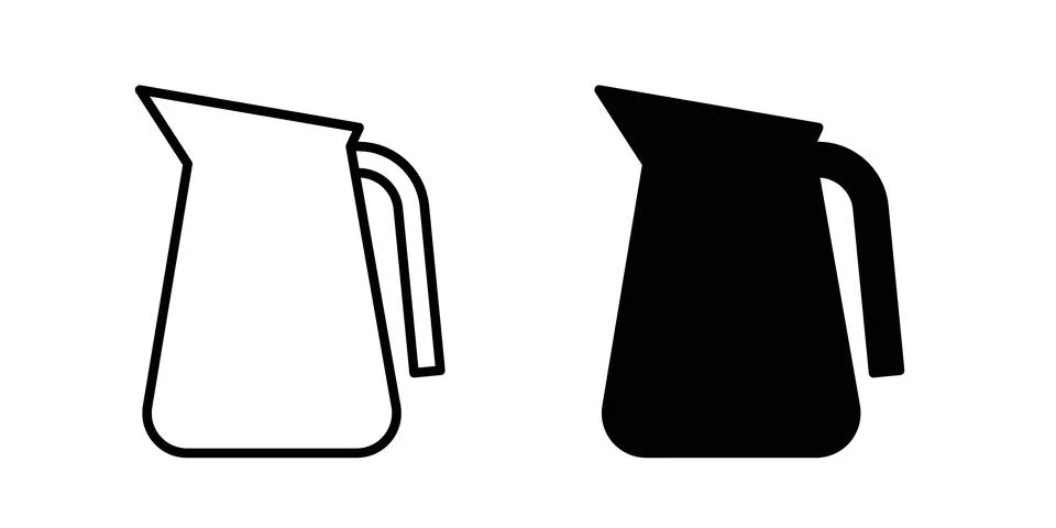 Jug icon pack with silhouette and stroke web icons Stock Illustration
