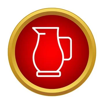 Jug icon on round red and gold button Stock Illustration