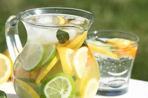 Jug with lemonade Stock Photos