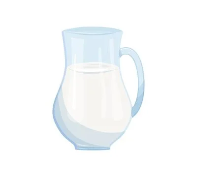 Jug of milk isolated on white background. Dairy product illustration. Glass jug  Stock Illustration