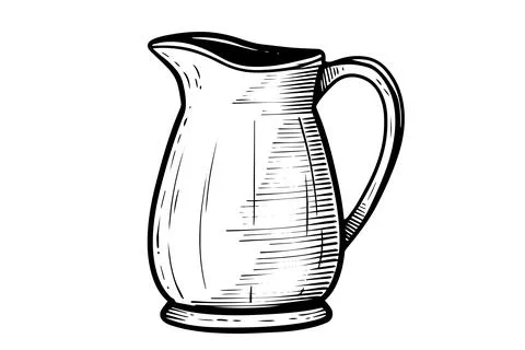 Jug or pitcher hand drawn ink sketch. Engraved style vector illustration. Stock Illustration