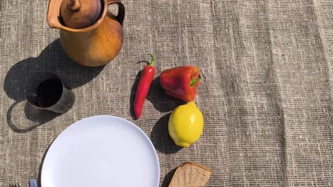 Jug of red pepper on the table Stock Footage 288042907