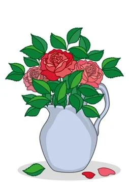 Jug with roses Stock Illustration