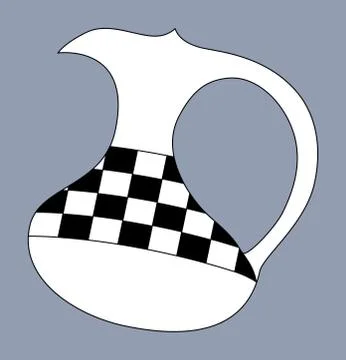 Jug silhouette decorated with checkered pattern. Isolated Stock Illustration