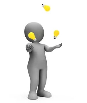Juggle Lightbulbs Means Power Source And Agility 3d Rendering Stock Illustration