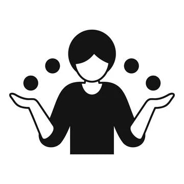 Juggler balancing multiple balls, multitasking and skill in action Illustrazione stock